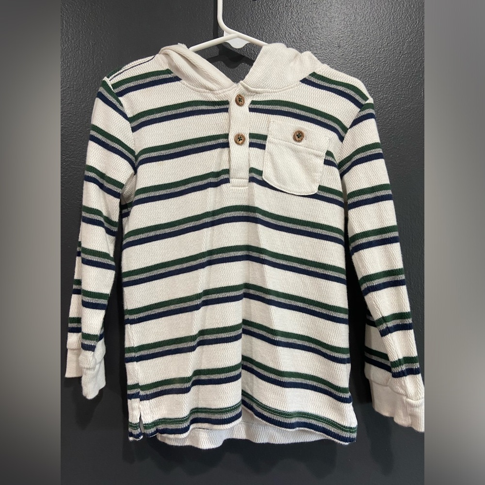 Tommy Bahama Kids Striped Hooded Sweater in Green, Blue, and White